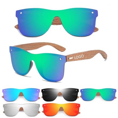 Wood Polarized Mirrored Sunglasses