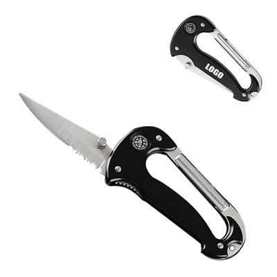 Carabiner Serrated Knife w/Compass