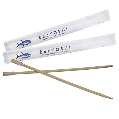 9" Bamboo Chopsticks w/Printed, Sealed Paper Sleeve