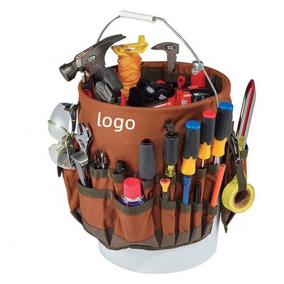 The Bucket Tool Organizer in Brown,Tool storage bucket bag