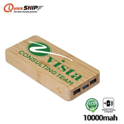 Hayes Street Bamboo Wireless Power Bank 10000-10000mAh