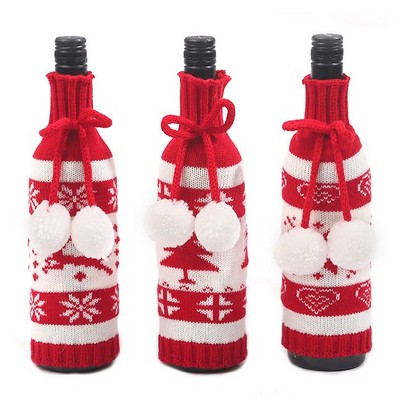 Christmas Ornament Knit Wine Bottle Cover