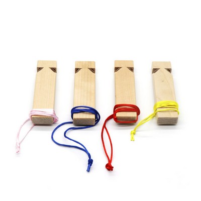 2 Holes Wooden Train Whistle With Rope Kids Toy