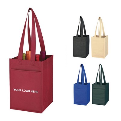 Non-Woven 4 Bottle Wine Tote Bag