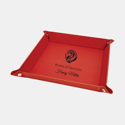 Red Leatherette Snap Up Tray w/Silver Snaps