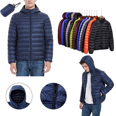 Men's Hooded Packable Down Puffer Jacket