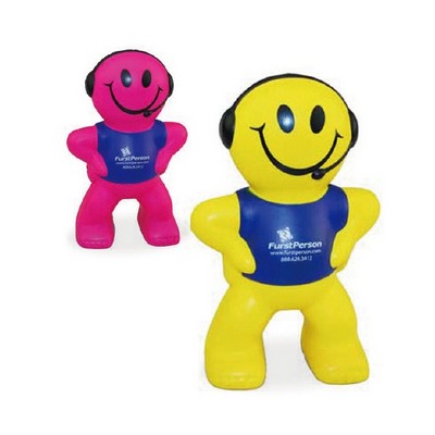 Captain Smiley Shaped Stress Ball w/Headset