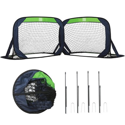 Set of 2 Portable Pop Up Training Soccer Goal Net