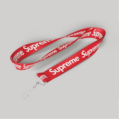 1" Red custom lanyard printed with company logo with Jay Hook attachment 1"