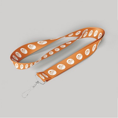 1" Light Orange custom lanyard printed with company logo with Jay Hook attachment 1"