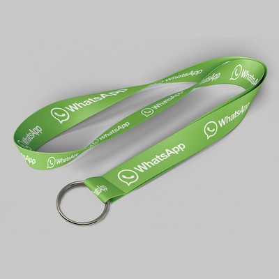 1" Lime Green custom lanyard printed with company logo with Key Ring Hook attachment 1"