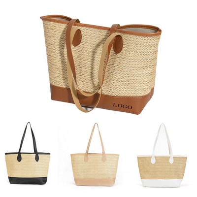 Natural Straw Beach Tote Bags