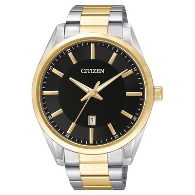 Citizen® Men's Quartz Two-Tone Watch w/Black Dial