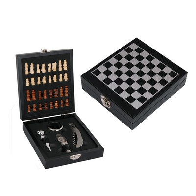 Chess Set with 4 Pc Wine Opener & Corkscrew Set