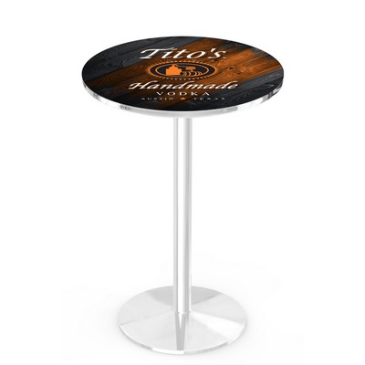 30" Tall, 36" Round Top Pub Table w/Chrome Finish