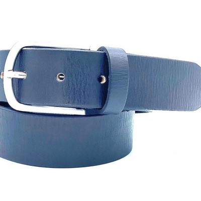 Black Leather Belt w/Snap For Changeable Buckle