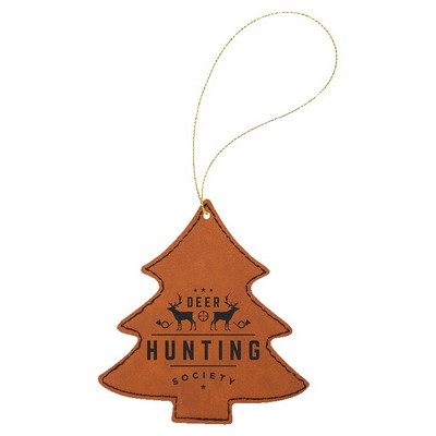 Rawhide Laserable Leatherette Tree Ornament with Gold String