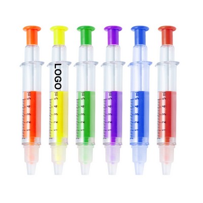 Syringe Dual-tips Highlighter Ballpoint Pen (direct import)