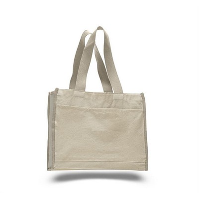 Canvas Gusset Tote Bag with Color Handles