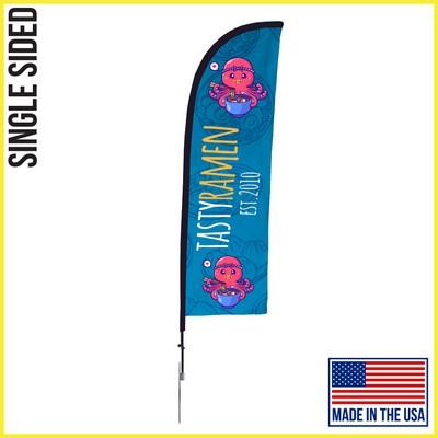 (Large Qty) 9ft Single Sided Premium Straight Flag with Spike Base - Made in the USA