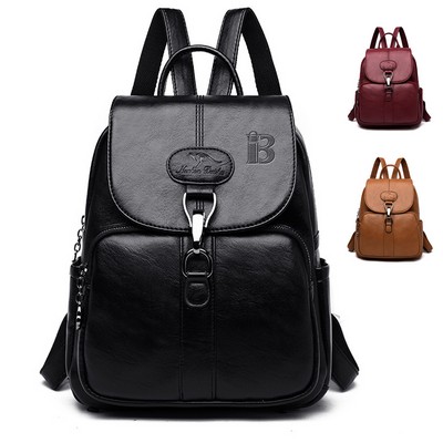 Large Capacity PU Leather Anti-theft Travel Backpack