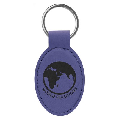 Purple Oval Keychain with Soft Edges, Laserable Leatherette, 3" x 1-3/4"