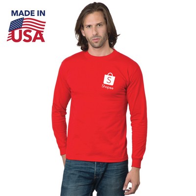 USA-Union Made Pre-Shrunk Long Sleeve Crew Tee Shirt