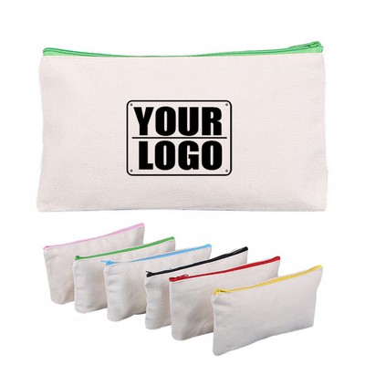 Multipurpose Canvas Color Zippered Pouch