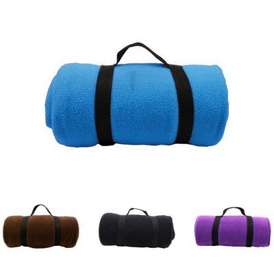 Snuggle-Ready Fleece Blanket with Handy Nylon Strap