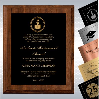 12" x 15" Cherry Finish Wood Personalized Academic Achievement Plaque Gift Award