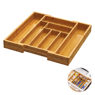 Bamboo Expandable Utensil Tray Organizer