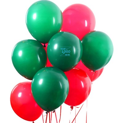 10 Inch Christmas Red and Green Latex Balloons