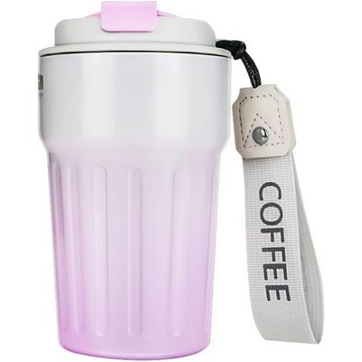 Insulated Stainless Steel Coffee Cup w/ Strap