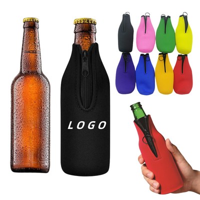 Neoprene Zip Beer Bottle Holder