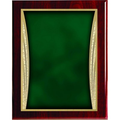 Rosewood Piano Finish Plaque with Green Showtime Brass Plate, 7 x 9"