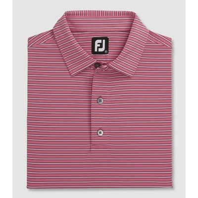 FootJoy® ProDry® Performance Pink Azalea/White/Navy Blue Stretch Lisle Pinstripe Shirt