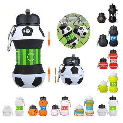 16.9 Oz. Collapsible Silicone Sport Ball Cute Water Bottle