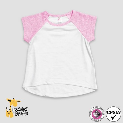 Girls Raglan High Low T-Shirts - Cotton Candy - 100% Polyester - Laughing Giraffe®