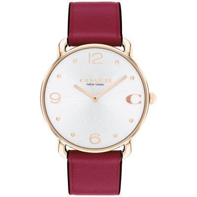 Coach® Ladies Elliot Carnation Gold Watch w/Cranberry Red Leather Strap