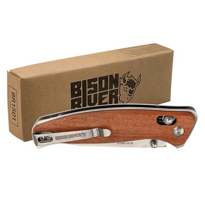 Bison River 4.5" Wood Button Lock Knife