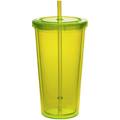 Double Wall Acrylic Tumblers With Straws - 20 oz