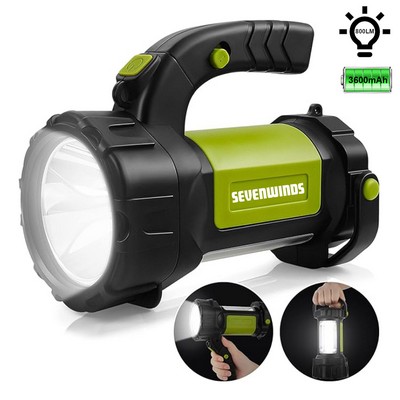 Rechargeable Bright Camping FlashLight for Emergency W/800LM, 3600mAh Capacity Battery Powered