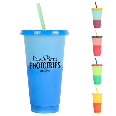 24oz Color Change Straw Tumbler