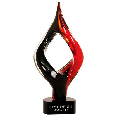 13.25" Red & Black Twist Art Glass Award