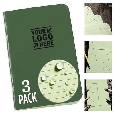 3.25 x 4.625 Inch 24-Page Weatherproof Mini Stapled Notebook