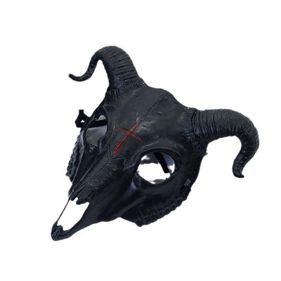 Halloween Scary Full-Face Black Goat Mask