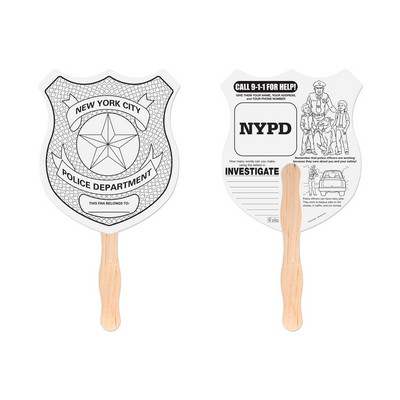 Police Badge Shaped Hand Fan