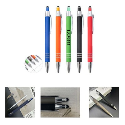 2-In-1 Charged Capacitive Rubber Ballpoint Pen