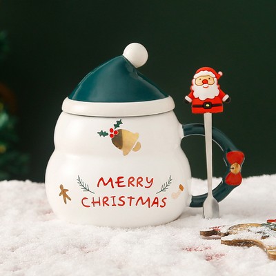 Gourd-Shaped Christmas Mug With Santa Spoon