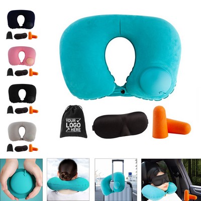 Travel Pillow Set W/Ear Plugs & Eye Mask